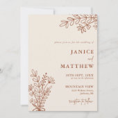 Invitation Boho Terracotta brûlé Orange Rustique Mariage (Devant)