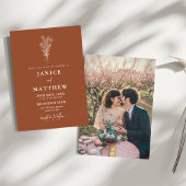 Invitation Boho Terracotta brûlé Orange Rustique Mariage phot