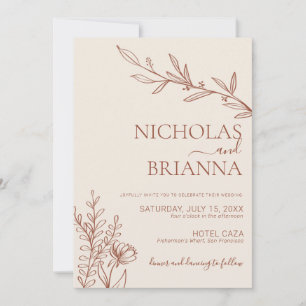 Invitation Boho Terracotta Burnt Orange Minimal Photo Mariage