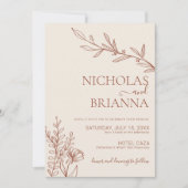 Invitation Boho Terracotta Burnt Orange Minimal Photo Mariage (Devant)