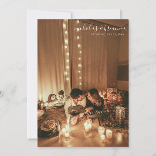 Invitation Boho Terracotta Burnt Orange Minimal Photo Mariage (Dos)