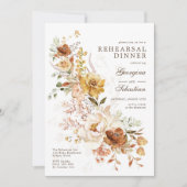 Invitation Boho Terracotta Dîner de répétition Fleur Jaune (Devant)