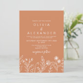 Invitation Boho Terracotta élégant mariage fleur sauvage (Debout devant)