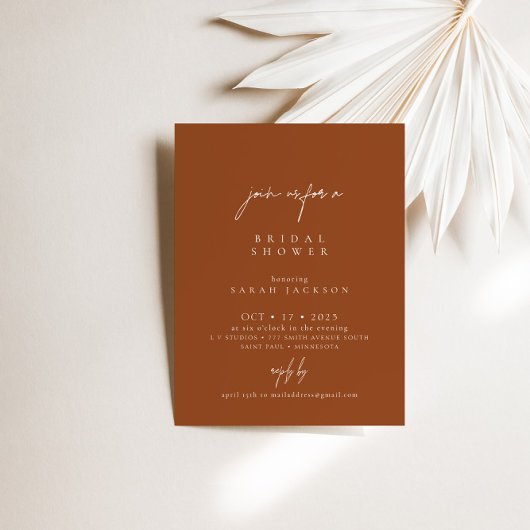 Invitation Boho Terracotta Élégante Fête des mariées