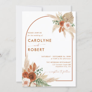 Invitation Boho Terracotta et Pampas Grass Mariage