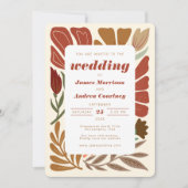 Invitation Boho Terracotta Fall Floral Mariage (Devant)
