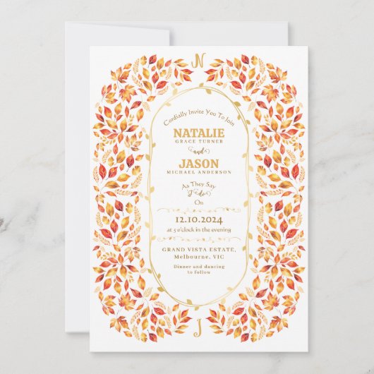 Invitation Boho Terracotta Fall quitte le Mariage rustique (Devant)