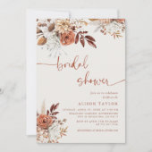 Invitation Boho Terracotta Fête des mariées Crème Florale (Devant)
