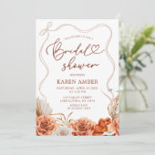 Invitation Boho Terracotta Fête des mariées Florale (Debout devant)
