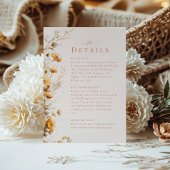 Invitation Boho Terracotta Fleur sauvage Détails Mariage Cart