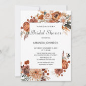 Invitation Boho Terracotta fleurs automne nuptiale douche (Devant)