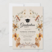 Invitation Boho Terracotta Floral Arch Graduation Cap Party (Devant)