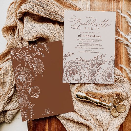 Invitation Boho Terracotta Floral Bachelorette Party