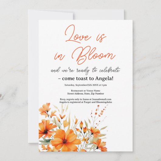 Invitation Boho Terracotta Floral Bridal Douche (Devant)