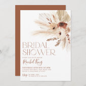 Invitation Boho Terracotta Floral Bridal Douche (Devant / Derrière)