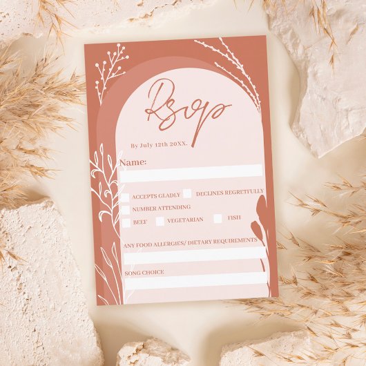 Invitation Boho terracotta floral chorale mariage arch