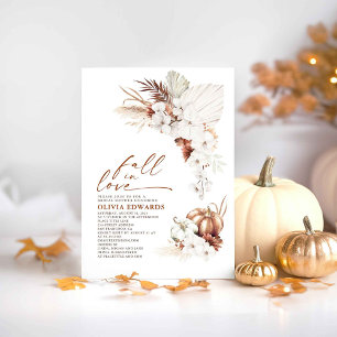 Invitation Boho Terracotta Floral Fall in Love Fête des marié