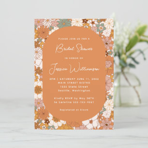 Invitation Boho Terracotta Floral Fête des mariées tendance