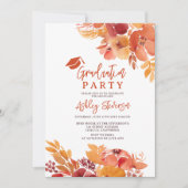 Invitation Boho Terracotta Floral Graduation Script Photo (Devant)
