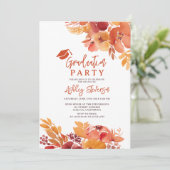 Invitation Boho Terracotta Floral Graduation Script Photo (Debout devant)