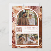 Invitation Boho Terracotta Floral Mason Jar QR Code Mariage (Dos)