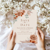 Invitation Boho Terracotta Floral Pampas Grass Enregistrer la