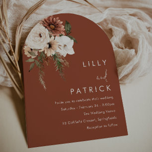 Invitation Boho Terracotta Floral Toutes les saisons Arch Mar
