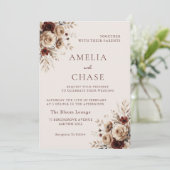 Invitation Boho Terracotta Floral Toutes les saisons Mariage (Debout devant)