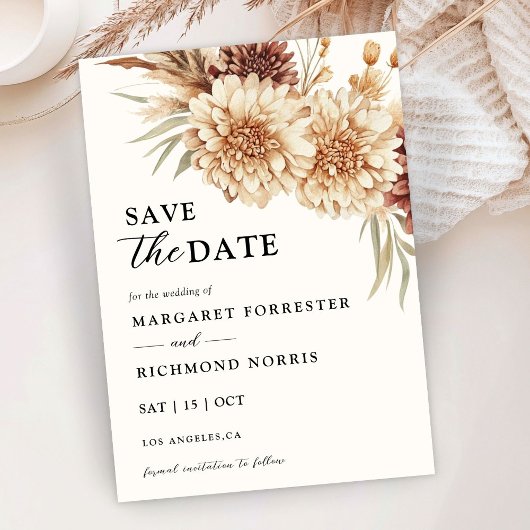 Invitation Boho Terracotta Floral Wedding Enregistrer la date