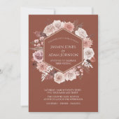 Invitation Boho Terracotta Floral Wreath Mariage (Devant)