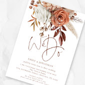 Invitation Boho Terracotta Florals Nous faisons QR Code Maria