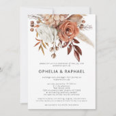 Invitation Boho Terracotta Florals QR Code Mariage bohémien (Devant)