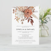 Invitation Boho Terracotta Florals QR Code Mariage bohémien (Debout devant)