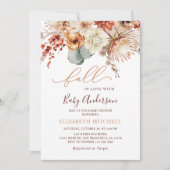 Invitation Boho Terracotta Flowers Fall Baby Shower (Devant)