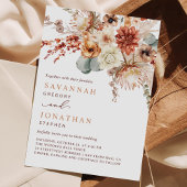 Invitation Boho Terracotta Flowers Fall Wedding