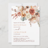 Invitation Boho Terracotta Flowers Fall Wedding (Devant)