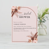 Invitation Boho Terracotta Grass Blush Pink Fête des mariées (Debout devant)