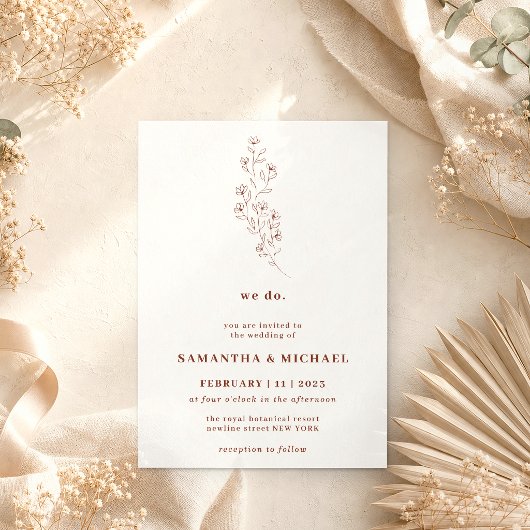 Invitation Boho Terracotta Indie Rustique Botanique nous fais