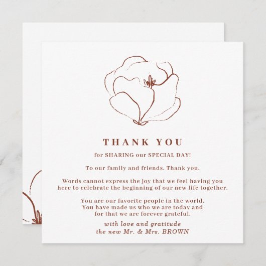 Invitation Boho Terracotta Indie Rustique Simple merci (Devant / Derrière)