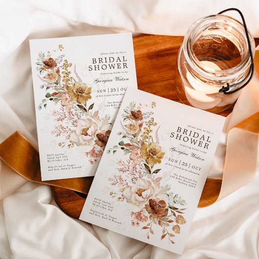 Invitation Boho Terracotta Jardin Jaune Fête des mariées Flor