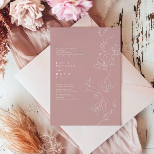Invitation Boho Terracotta Mariage | Flore à main