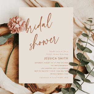 Invitation Boho Terracotta Minimaliste Baby Shower de Fille o