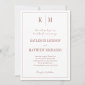 Invitation Boho Terracotta Monogram Elegant Wedding  (Devant)