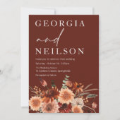 Invitation Boho Terracotta Orange & Mariage de automne Brown (Devant)