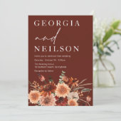 Invitation Boho Terracotta Orange & Mariage de automne Brown (Debout devant)