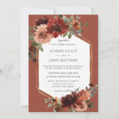 Invitation Boho Terracotta Orange Rust Mariage géométrique (Devant)