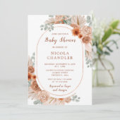 Invitation Boho Terracotta Pampas Baby shower en herbe (Debout devant)