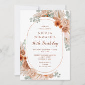 Invitation Boho Terracotta Pampas Fête d'Anniversaire (Devant)