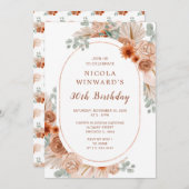 Invitation Boho Terracotta Pampas Fête d'Anniversaire (Devant / Derrière)