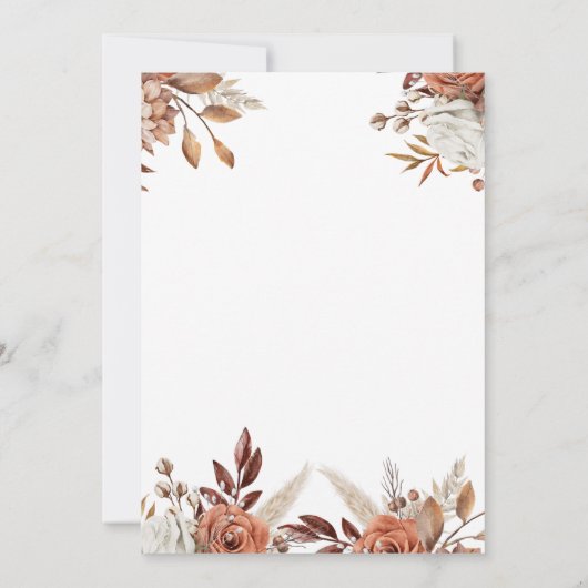 Invitation Boho Terracotta Pampas Fête des mariées en herbe (Dos)